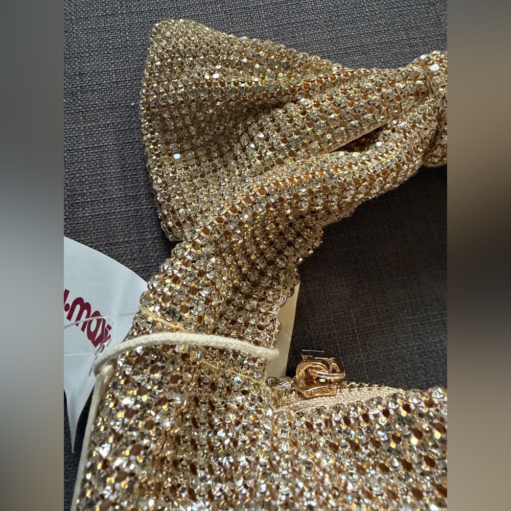 Madison West Sparkling Gold Rhinestone Clutch